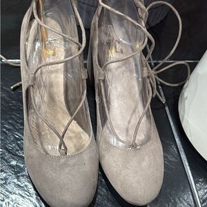 Elegant Taupe Lace-Up Women's Shoes